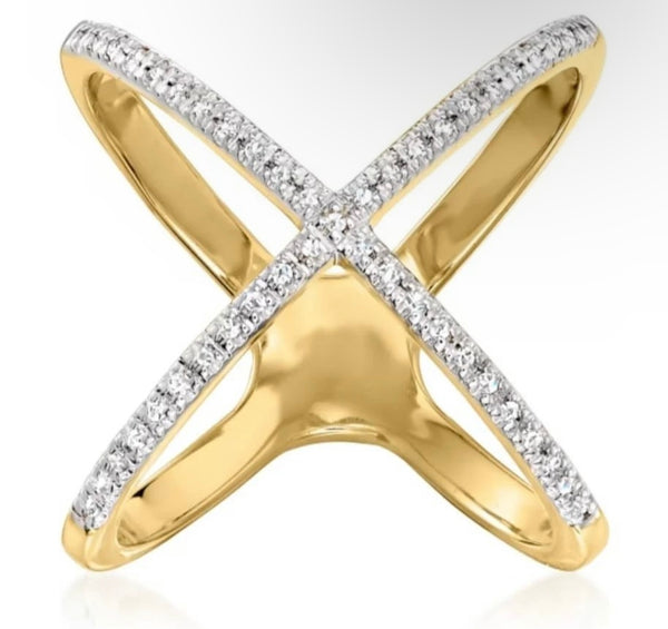 X Shaped Diamond Ring 14k White Gold 0.50ct - IN361