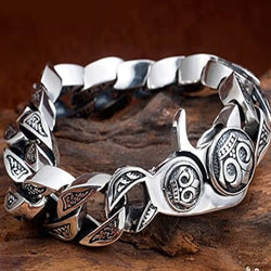 925 Sterling Silver Bracelet Six Word Truth Rotatable Wide Version Man's Aggressive Atmosphere Retro Personality Hand Jewelry