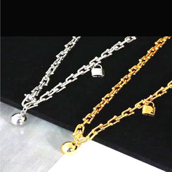 U link Necklace/Double Wrap Ball Bracelet